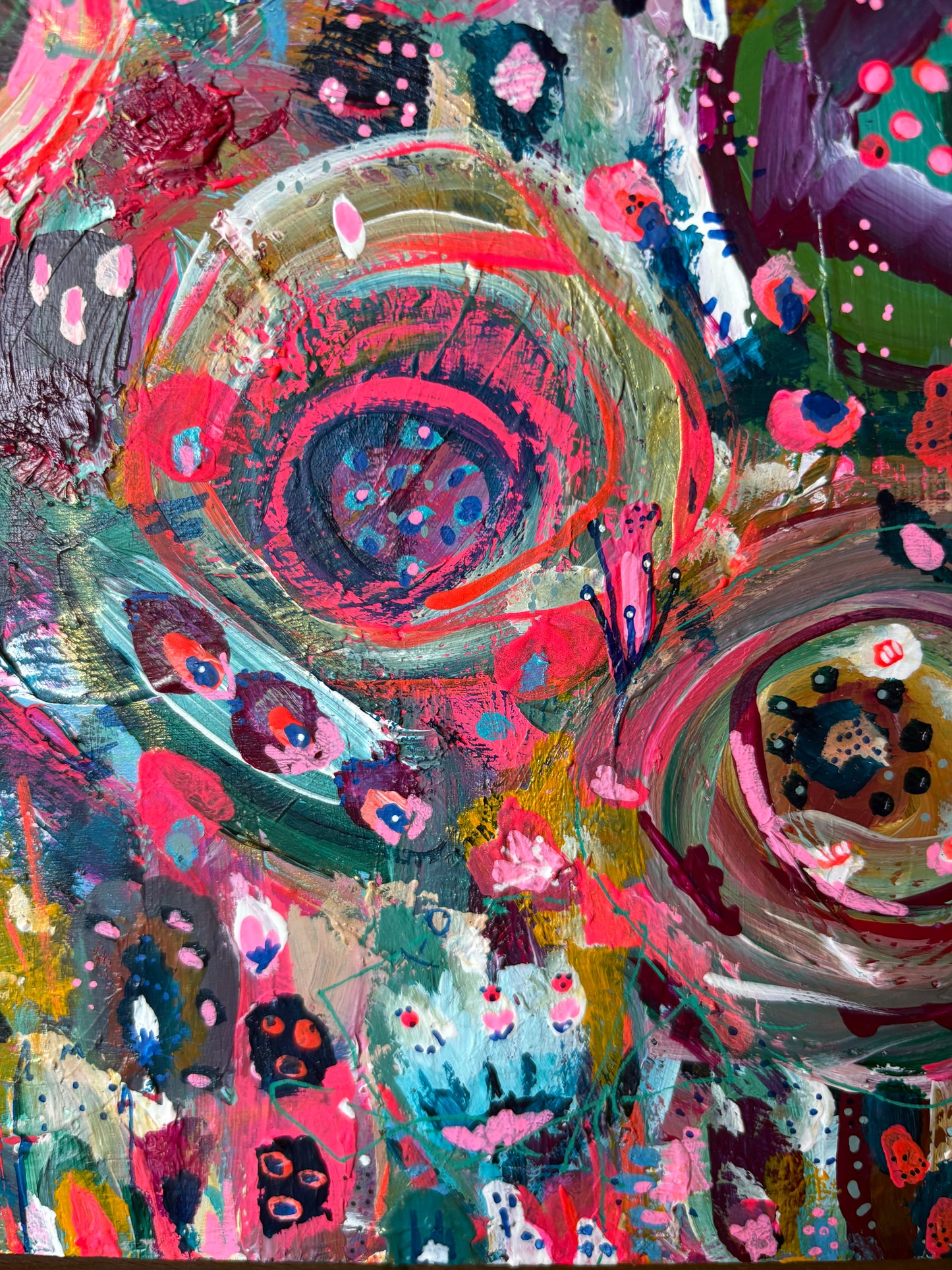 "Garden of Echoes" – Original Abstract Acrylic Painting on Wood Panel (8x8”)