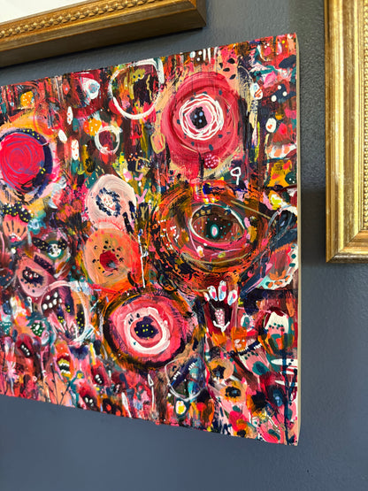 "Wild Nectar" – Original Abstract Acrylic Painting on Wood Panel (8x8”)