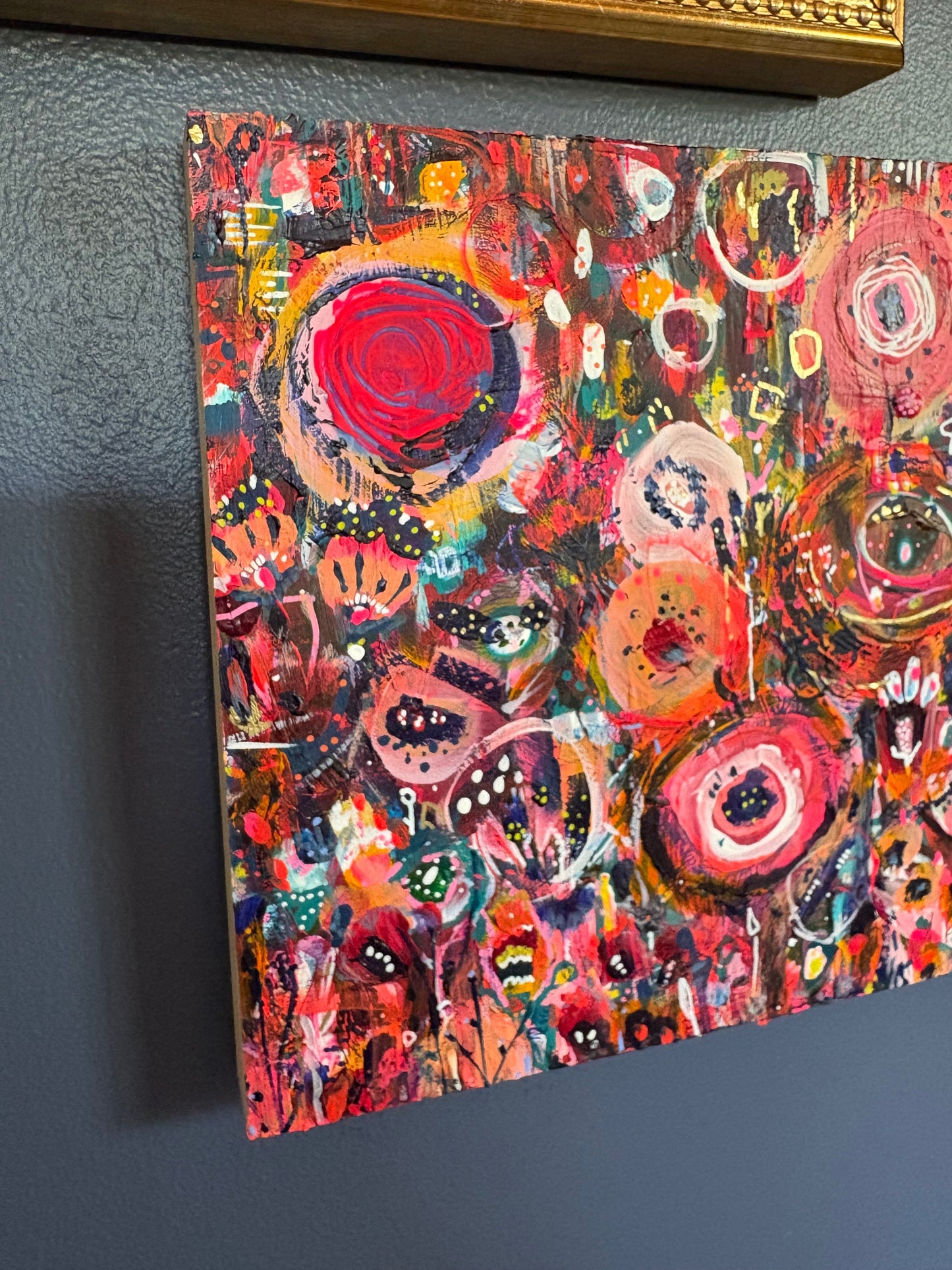 "Wild Nectar" – Original Abstract Acrylic Painting on Wood Panel (8x8”)