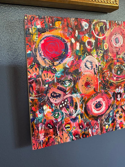 "Wild Nectar" – Original Abstract Acrylic Painting on Wood Panel (8x8”)