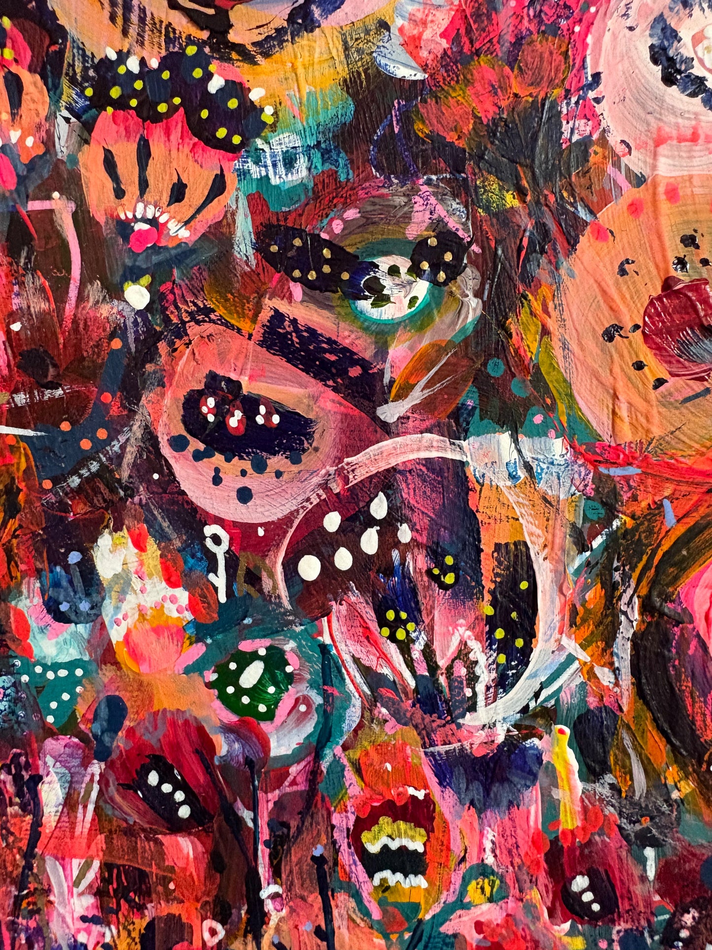 "Wild Nectar" – Original Abstract Acrylic Painting on Wood Panel (8x8”)