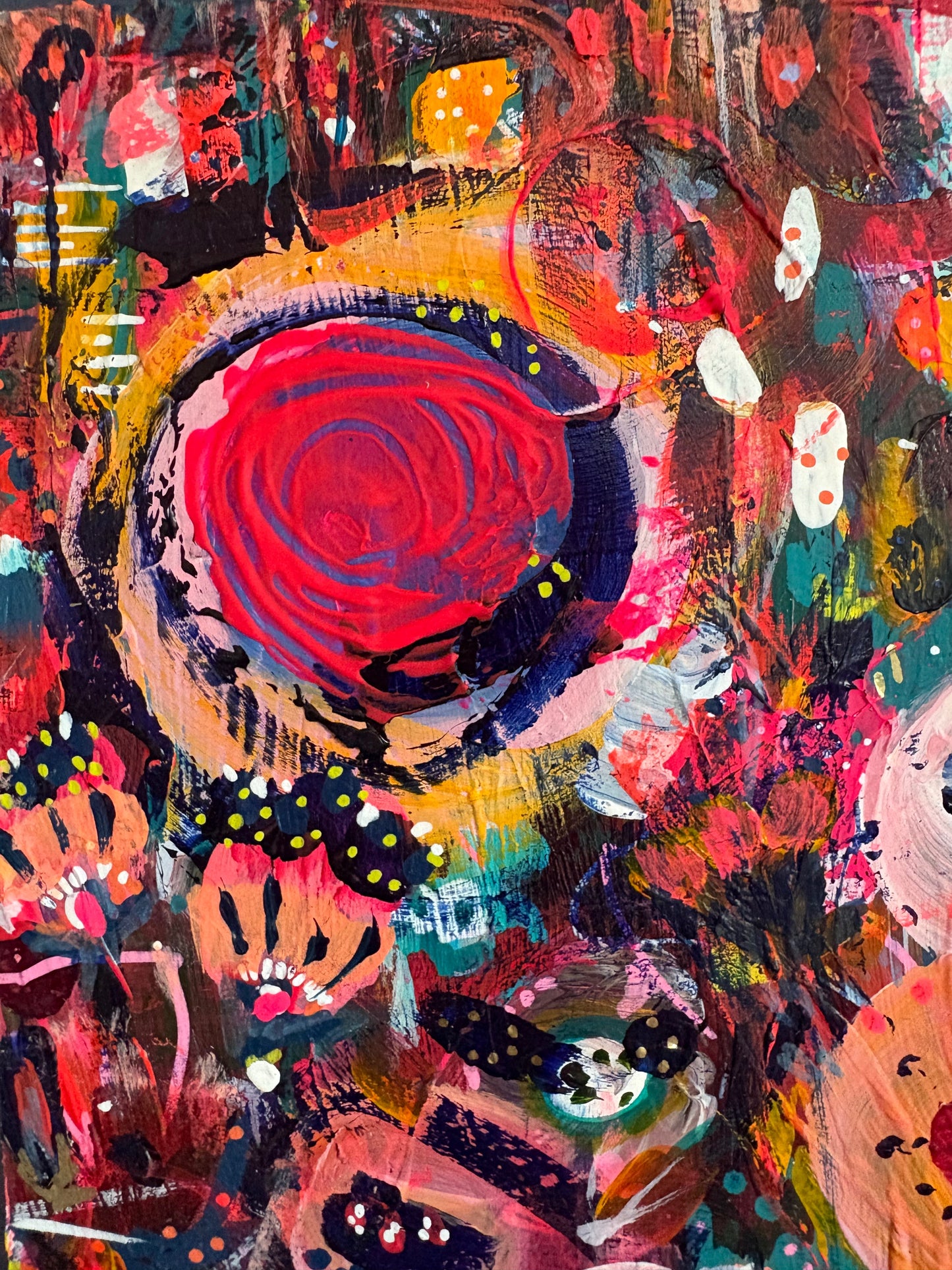 "Wild Nectar" – Original Abstract Acrylic Painting on Wood Panel (8x8”)
