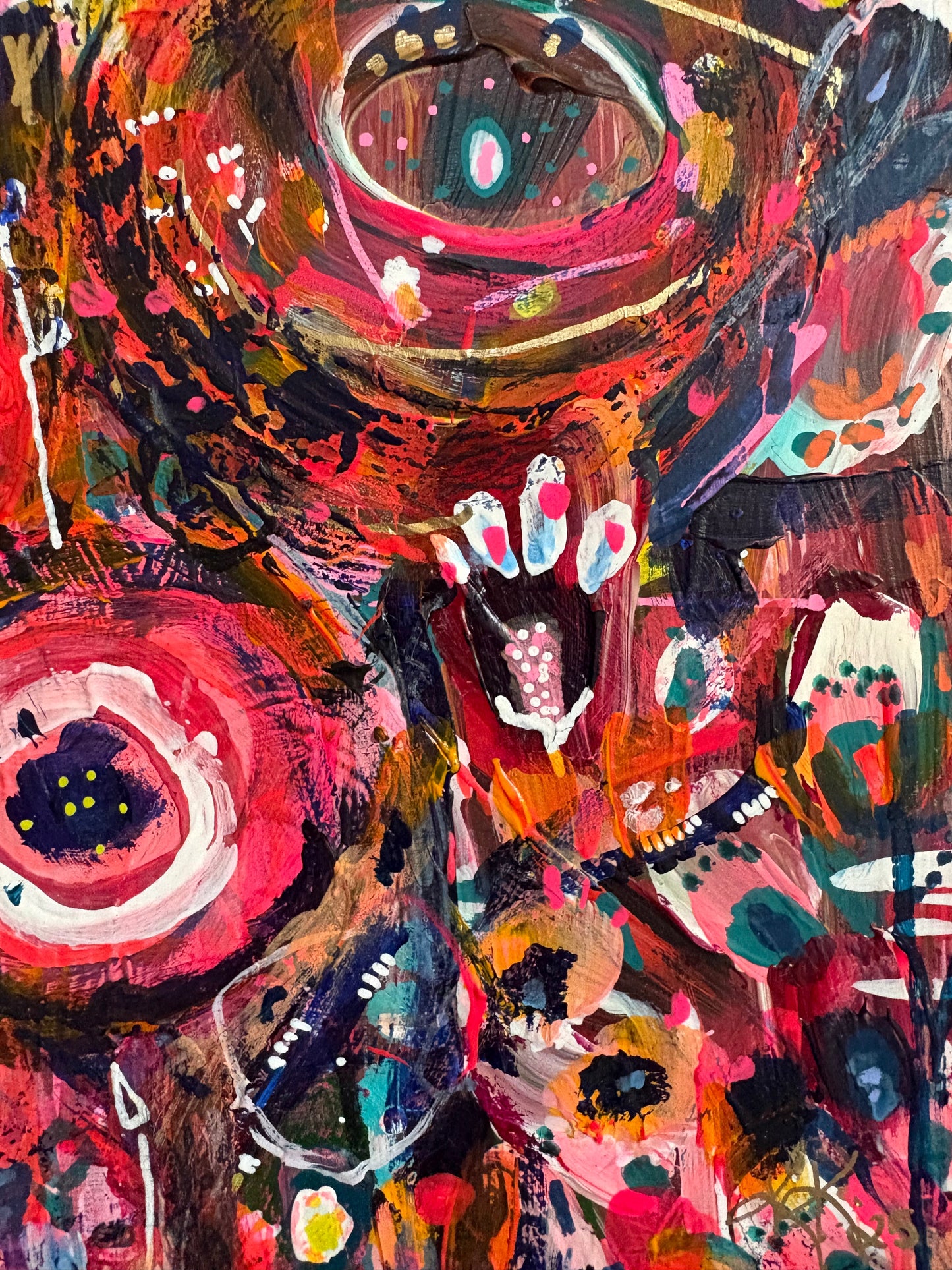 "Wild Nectar" – Original Abstract Acrylic Painting on Wood Panel (8x8”)