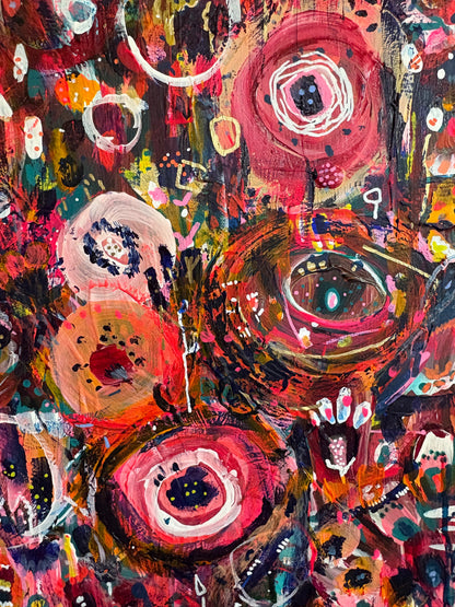 "Wild Nectar" – Original Abstract Acrylic Painting on Wood Panel (8x8”)