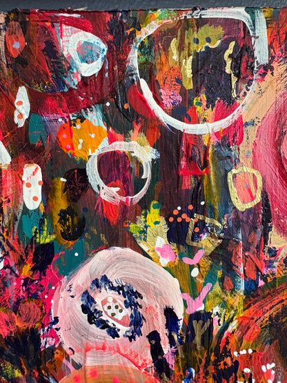 "Wild Nectar" – Original Abstract Acrylic Painting on Wood Panel (8x8”)