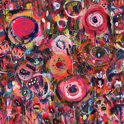 "Wild Nectar" – Original Abstract Acrylic Painting on Wood Panel (8x8”)
